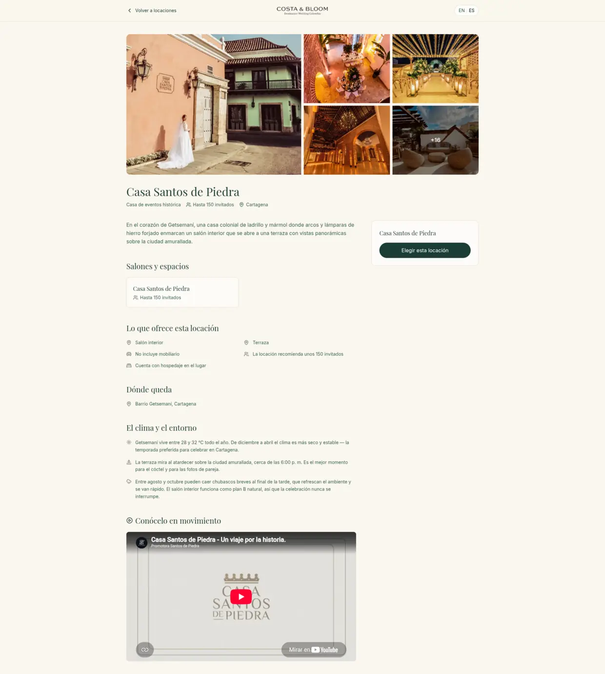 Captura completa de la ficha de la locación Casa Santos de Piedra